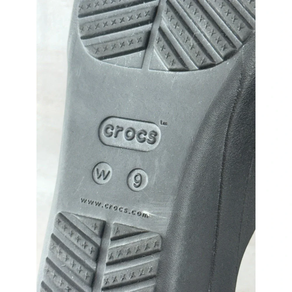Crocs Meleen Twist Black Strappy Wedge Slide Sandals Women Sz 9 204010